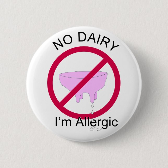 No Dairy 2 Inch Round Button (Front)