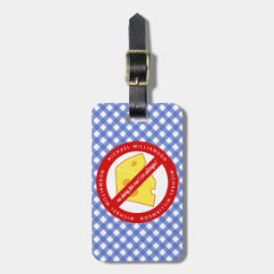 No dairy for me!  Blue Plaid Dairy Allergy Warning Luggage Tag