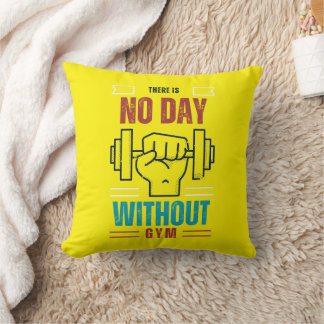 No day without gym throw pillow