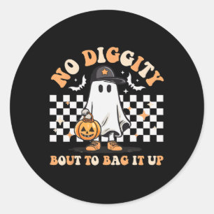 No Diggity Bout To Bag It Up Cute Ghost Halloween Classic Round Sticker