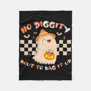 No Diggity Bout To Bag It Up Cute Ghost Halloween Fleece Blanket