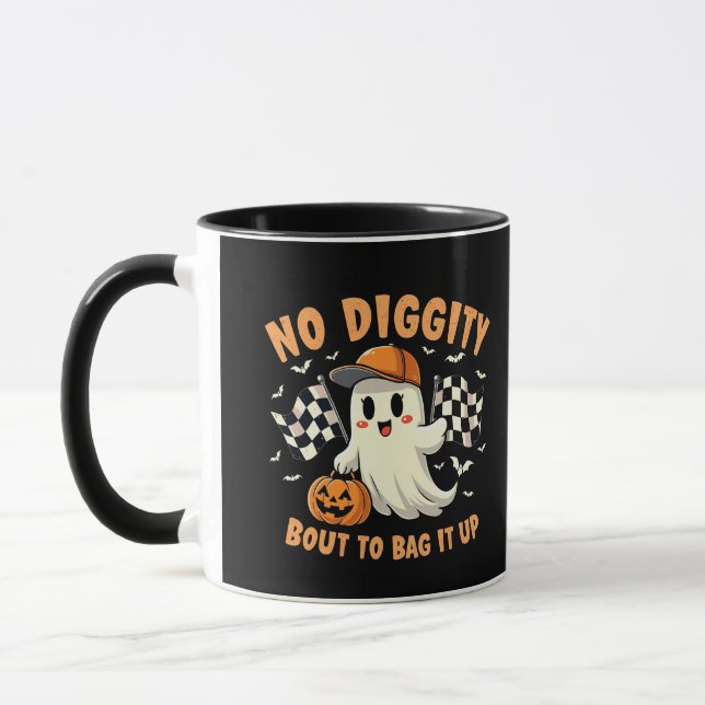 No Diggity Bout to Bag It Up Halloween Ghost  Mug (Left)