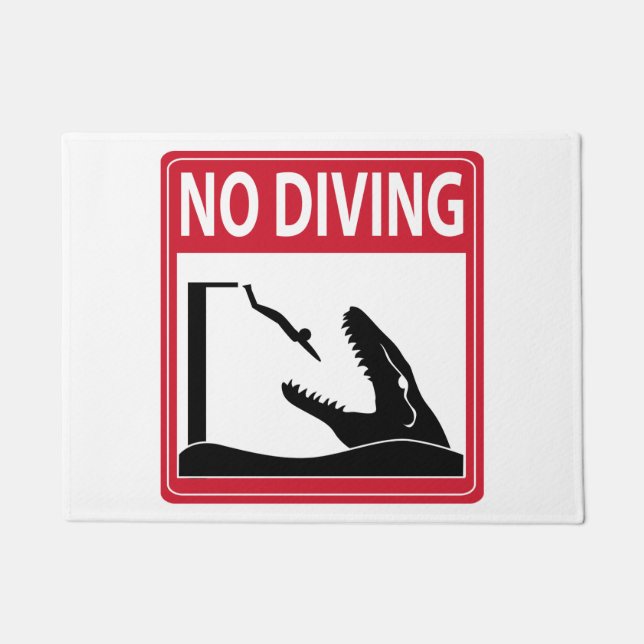 No Diving (Mosasaurus) Doormat (Front)