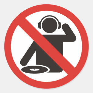 No-dj zone classic round sticker