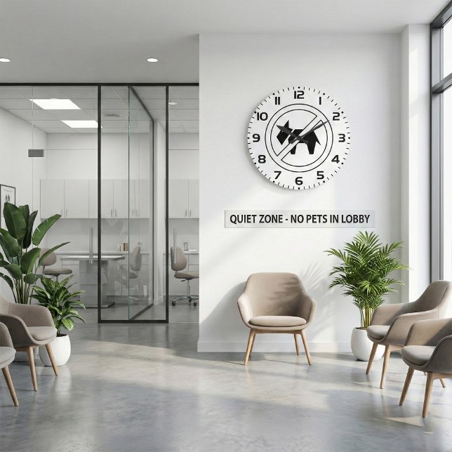 No Dogs Allowed Bold Black and White Symbol Large Clock (Creator Uploaded)