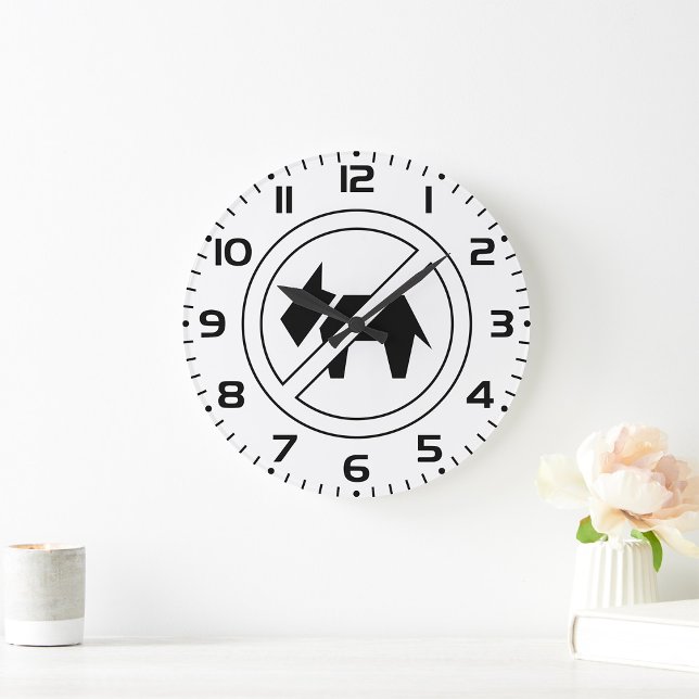 No Dogs Allowed Bold Black and White Symbol Large Clock (Creator Uploaded)