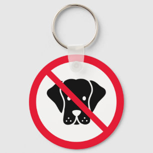 No Dogs Allowed Sign Metal Circle Keychain