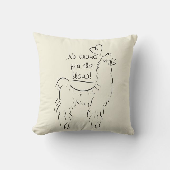 No Drama for this Llama Throw Pillow (Front)