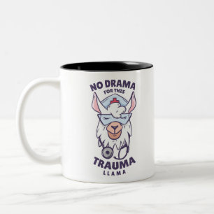NO DRAMA FOR THIS TRAUMA LLAMA Two-Tone COFFEE MUG
