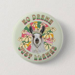 No Drama Just Llamas - Cute Groovy Boho Llama 2 Inch Round Button