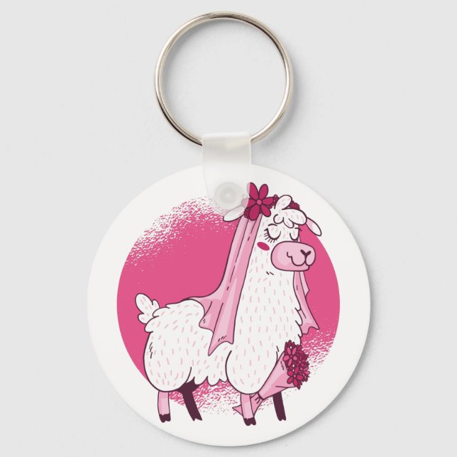 No Drama LLama BRIDE Funny Wedding Bridal Shower Keychain (Front)