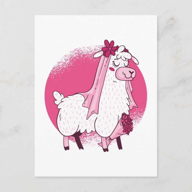 No Drama LLama BRIDE Funny Wedding Bridal Shower Postcard (Front)