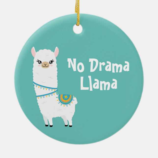 No Drama Llama Ceramic Ornament (Back)
