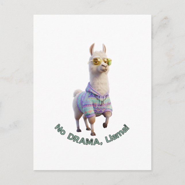 No Drama, Llama! – Chill Funny Llama Postcard (Front)