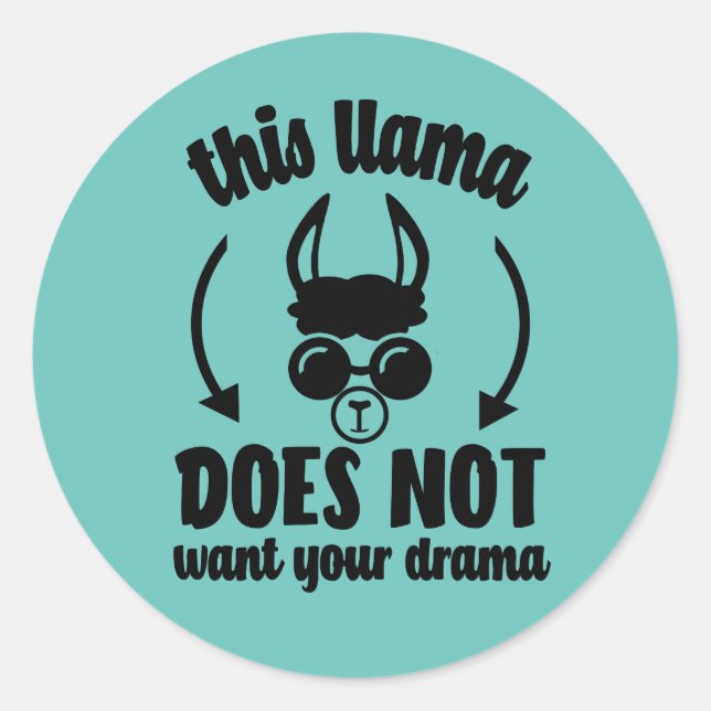 No Drama Llama Classic Round Sticker (Front)