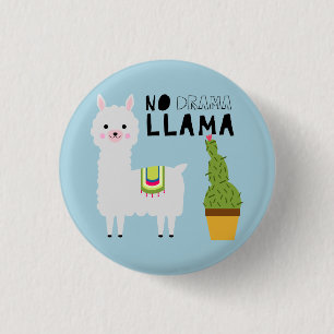 No drama llama cute fiesta succulents cactus blue 1 inch round button