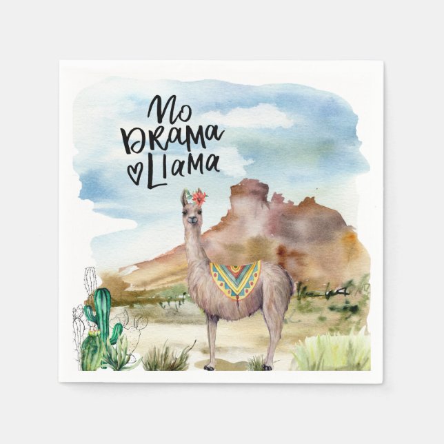 No Drama Llama Funny Description Napkin (Front)