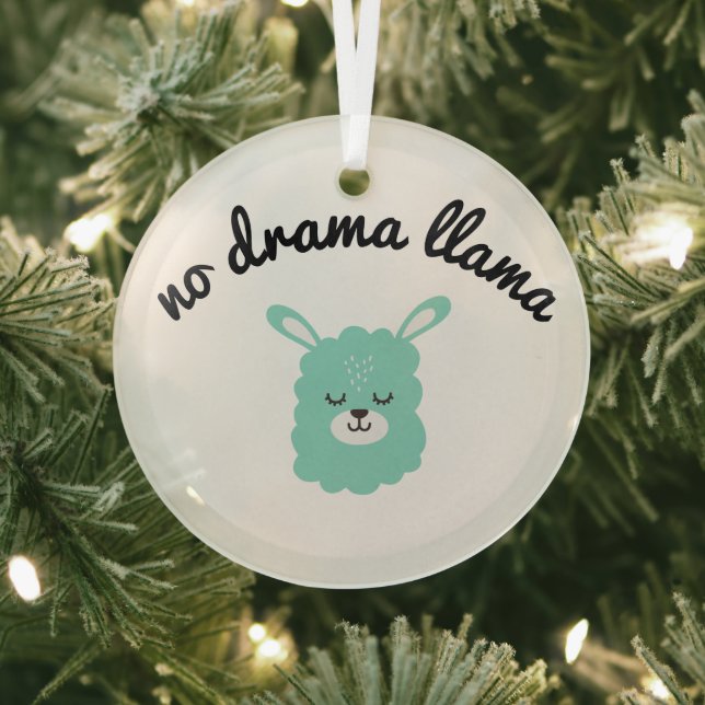 No Drama Llama Glass Ornament (Insitu)