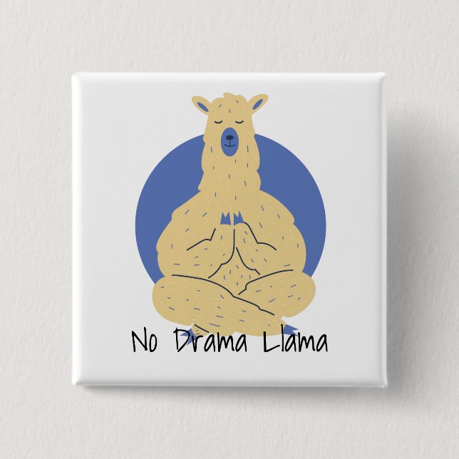 No Drama Llama in Yoga Pose 2 Inch Square Button (Front)