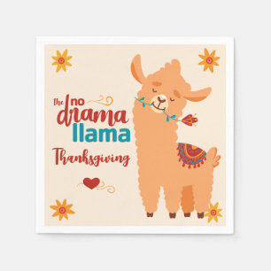 No Drama Llama Thanksgiving Cream Napkin