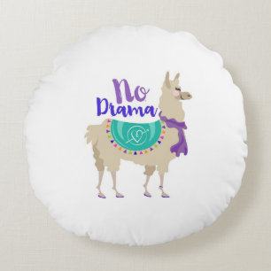 No Drama Llama Throw Pouf Round Pillow