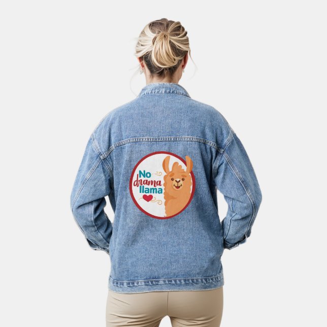No Drama Llama (Warm)  Denim Jacket (Model)