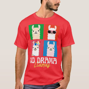 No Drama Llamas Squares Funny Vintage 70s Animal L T-Shirt