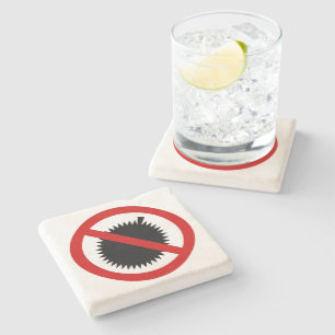NO Durian Tropical Fruit ⚠ Thai Sign ⚠ Stone Coaster