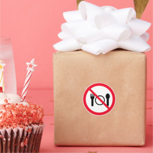 No Eating Red Circle Sign   Classic Round Stickers