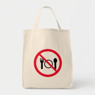 No Eating Red Circle Sign   Grocery Tote Bag