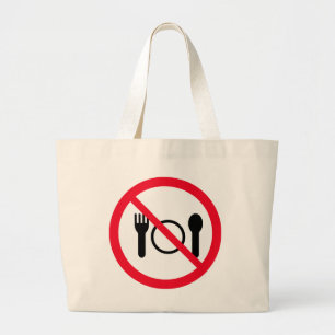 No Eating Red Circle Sign   Jumbo Tote Bag