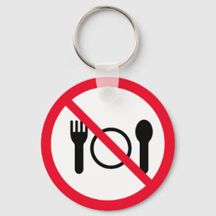 No Eating Vector Sign Metal Circle Keychain