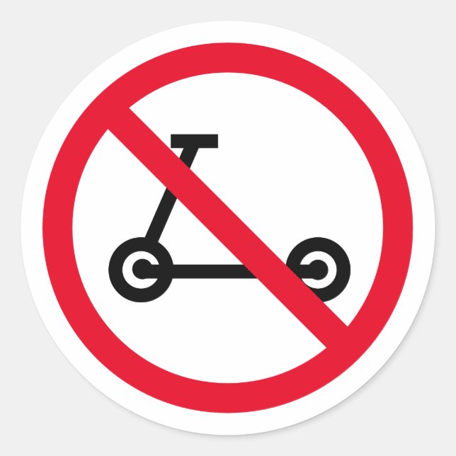 No electric scooters allowed sign stickers (Front)