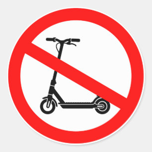 No Electric Scooters Sign – restrected E-Scooter Classic Round Sticker