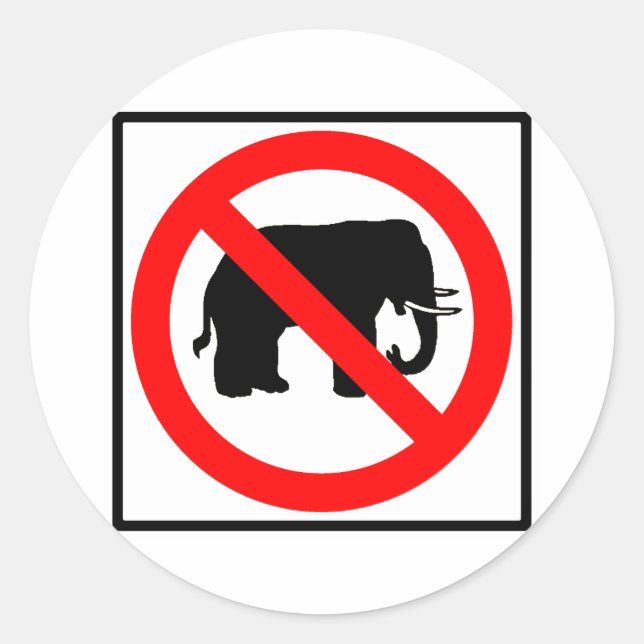No Elephants Highway SIgn Classic Round Sticker (Front)