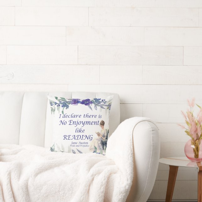 No Enjoyment Like Reading Quote Throw Pillow (Couch)