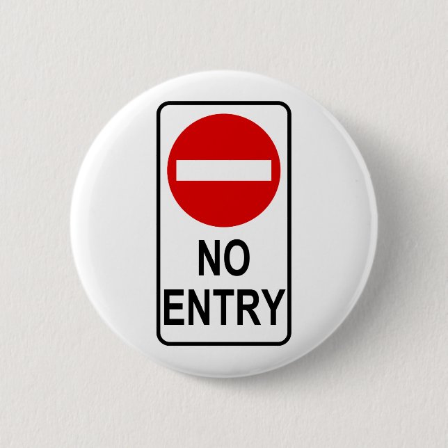 No Entry Road Sign Traffic Cartoon Graphic Design 2 Inch Round Button (Front)