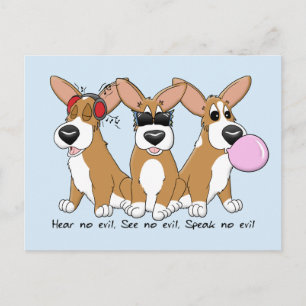 No Evil Corgi Trio Postcard