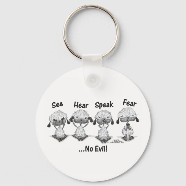 No Evil Lambs Keychain (Front)