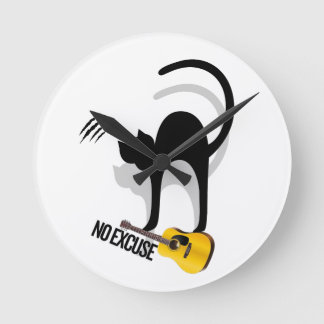 No Excuse Cat per keychain Round Clock