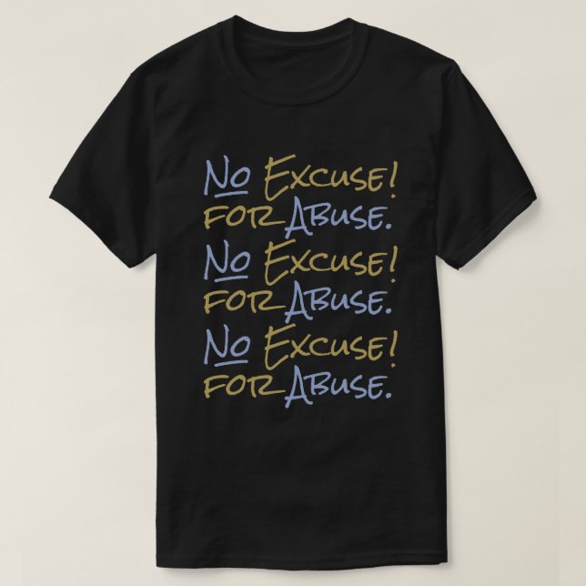 No Excuse for Abuse Men's Empowering Support Black T-Shirt (Design Front)