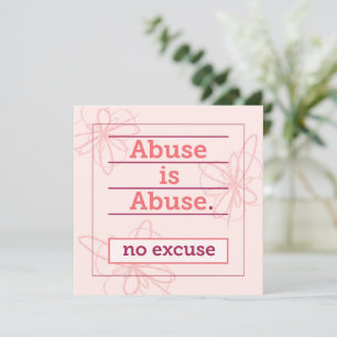 No Excuse for Abuse Support Victims Survivors Card