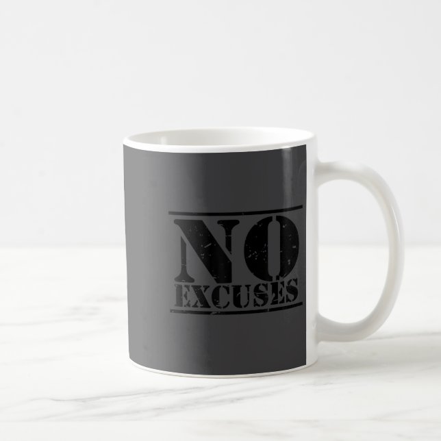 No Excuses Athlete Training Motivation Distressed  Coffee Mug (Right)