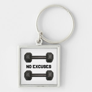 "No Excuses" Dumbbells Keychain