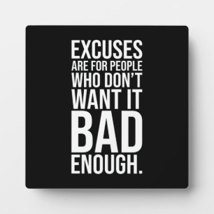 No Excuses - Gym, Hustle, Success, Motivational Pl Plaque