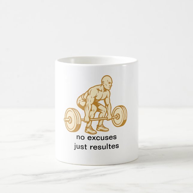 no excuses gym motivation design coffee mug (Center)