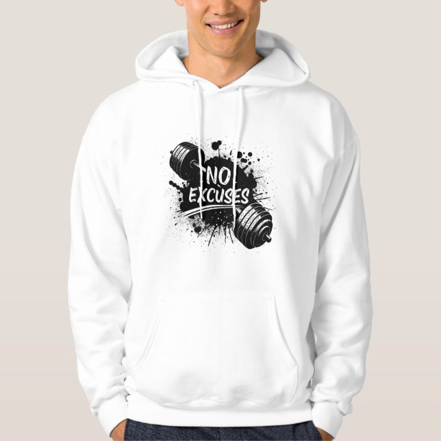No Excuses Hoodie – Bold Motivational Typography (Front)