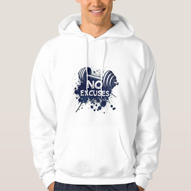 No Excuses Hoodie – Bold Motivational Typography (Front)