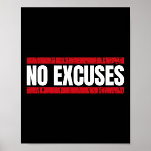 No Excuses Inspirational Saying Motivational Gym W Poster