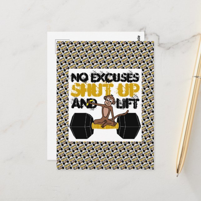 No Excuses Monkey Postcard (Front/Back In Situ)